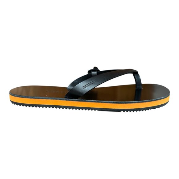 Hermes Black Orange Calf Leather Monte Carlo Sandal Shoes EU 41 Flip Flops Italy
